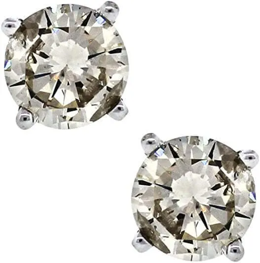 JewelMore 1/4-3/4ctw Diamond Stud Earrings in 14k White Gold