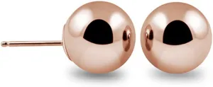 JewelMore 14k Rose Gold Ball Stud Earrings