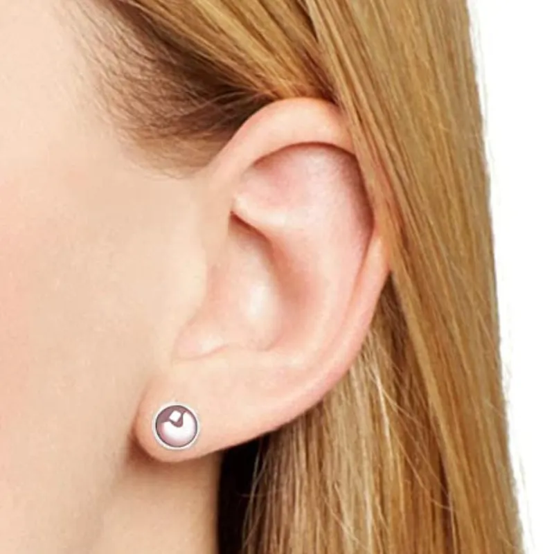 JewelMore 14K Solid Rose Gold Flat Ball Studs 3mm/ 4mm/ 5mm/ 6mm/ 7mm/8mm, Hollow Light Weight Plain Gold Ball Studs Earrings