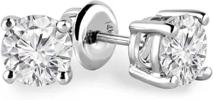 JewelMore 14K White Gold Solitaire Diamond Earrings (1/2 Ct tw, H-I/I1-I2)
