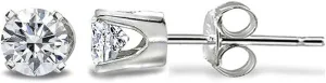 JewelMore 14K White Gold Solitaire Stud Diamond Earrings (1/3 Ct tw, GH/I1-I2)