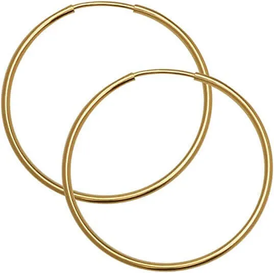 JewelMore 14kt Yellow Gold Endless Hoop Earrings 10mm to 25mm