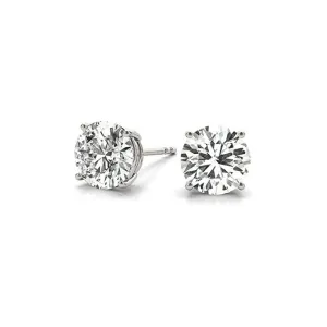 JewelMore 1/6 Carat - 6 Carat | 14K White Gold | Lab Grown Diamond Solitaire Stud Earrings | Round Shape Screw Back Prong Setting |(IGI Certified 2.00 ct & up)| Earrings