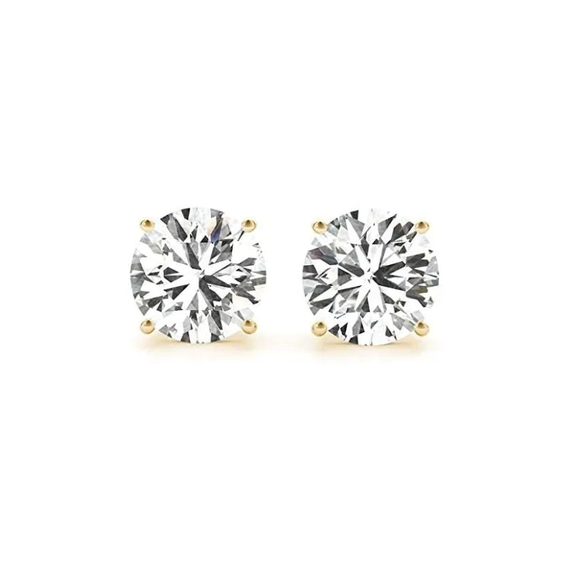 JewelMore 1/6 Carat - 6 Carat | 14K White Gold | Lab Grown Diamond Solitaire Stud Earrings | Round Shape Screw Back Prong Setting |(IGI Certified 2.00 ct & up)| Earrings