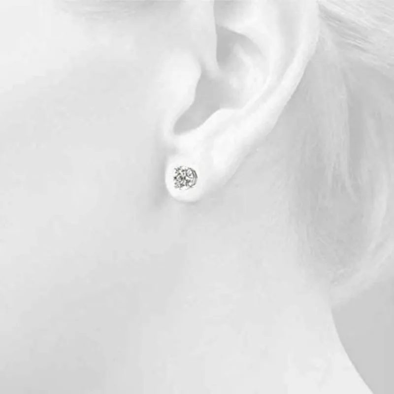 JewelMore Certified 14k White Gold Diamond with Screw Back and Post Stud Earrings (J-K Color, I1-I2 Clarity)