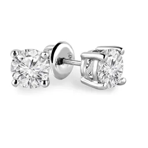 JewelMore Certified 14k White Gold Diamond with Screw Back and Post Stud Earrings (J-K Color, I1-I2 Clarity)