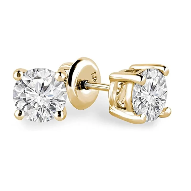 JewelMore Certified 14k White Gold Diamond with Screw Back and Post Stud Earrings (J-K Color, I1-I2 Clarity)