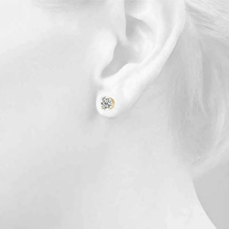 JewelMore Certified 14k White Gold Diamond with Screw Back and Post Stud Earrings (J-K Color, I1-I2 Clarity)