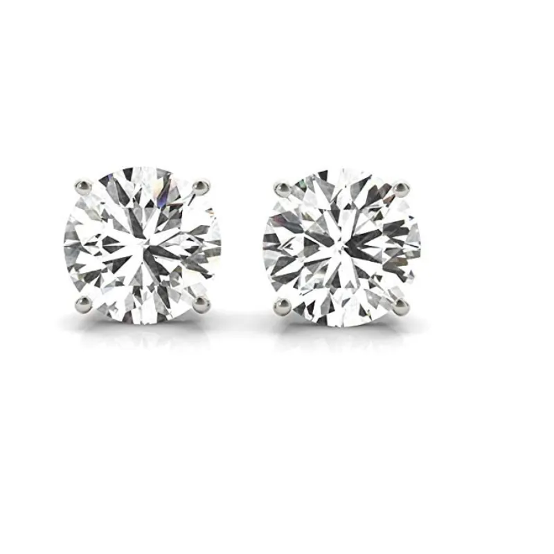 JewelMore Certified 14k White Gold Diamond with Screw Back and Post Stud Earrings (J-K Color, I1-I2 Clarity)
