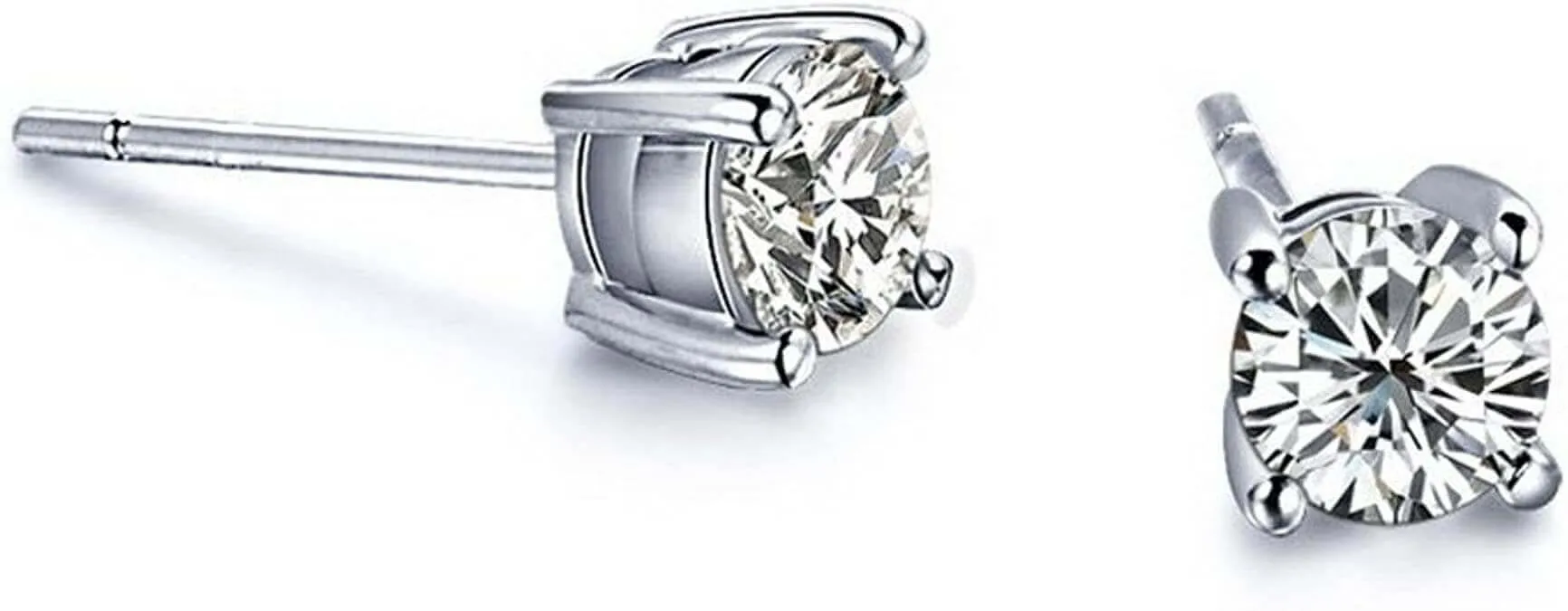 JewelMore Solitaire Diamond Earrings (1/4 Ct tw, IGI USA Certified H-I/I1-I2) 14K White Gold