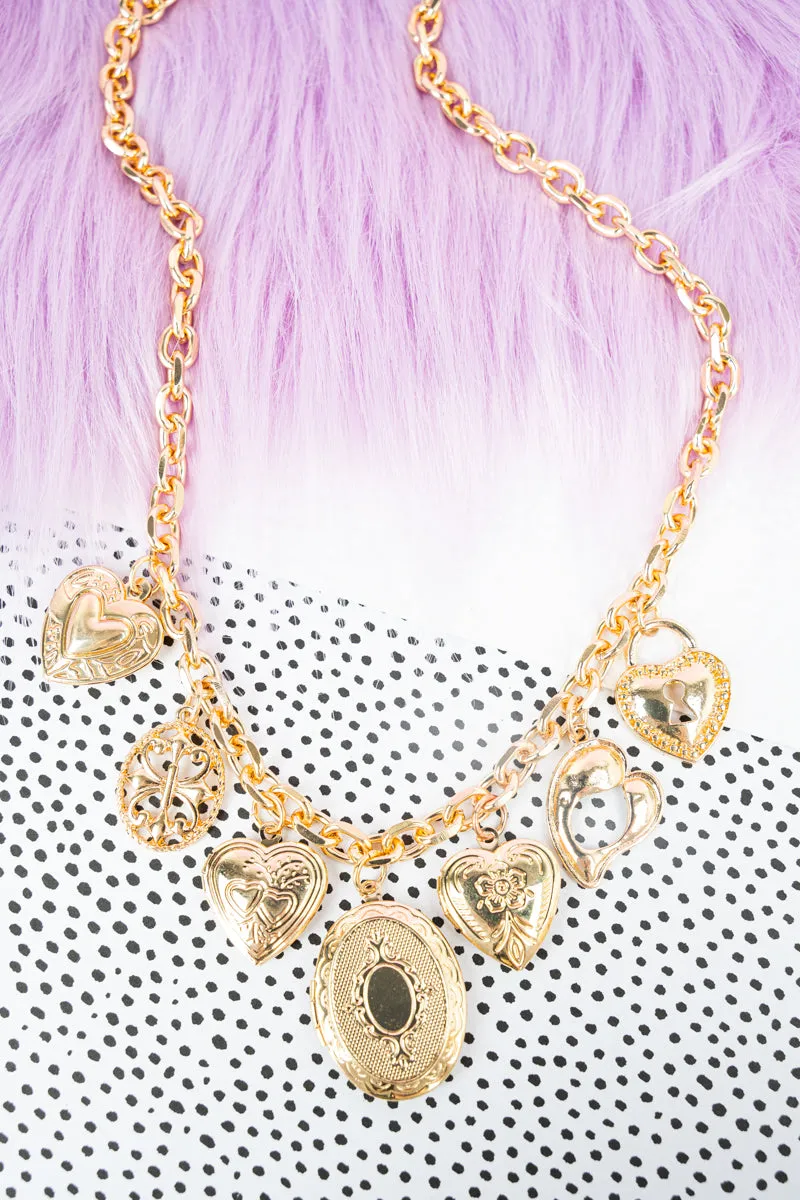 Jianna Locket  & Goldtone Charm Necklace