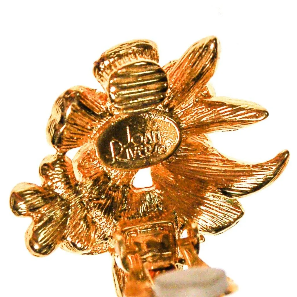 Joan Rivers Pink, Peach, Yellow Flower with Rhinestones Earrings