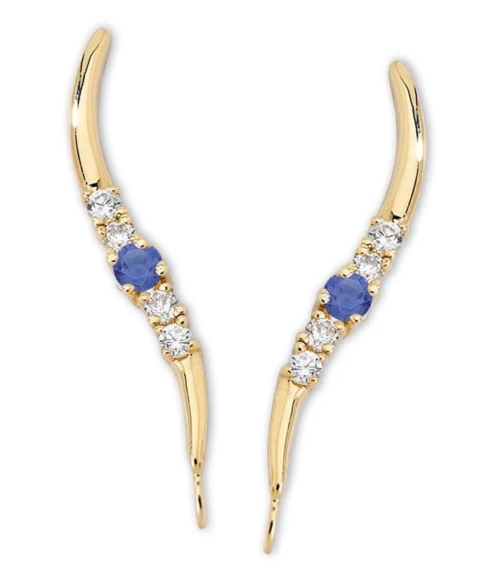 Jose Jay's Genuine Tanzanite 14k Gold EarPin Ear Climber Earrings