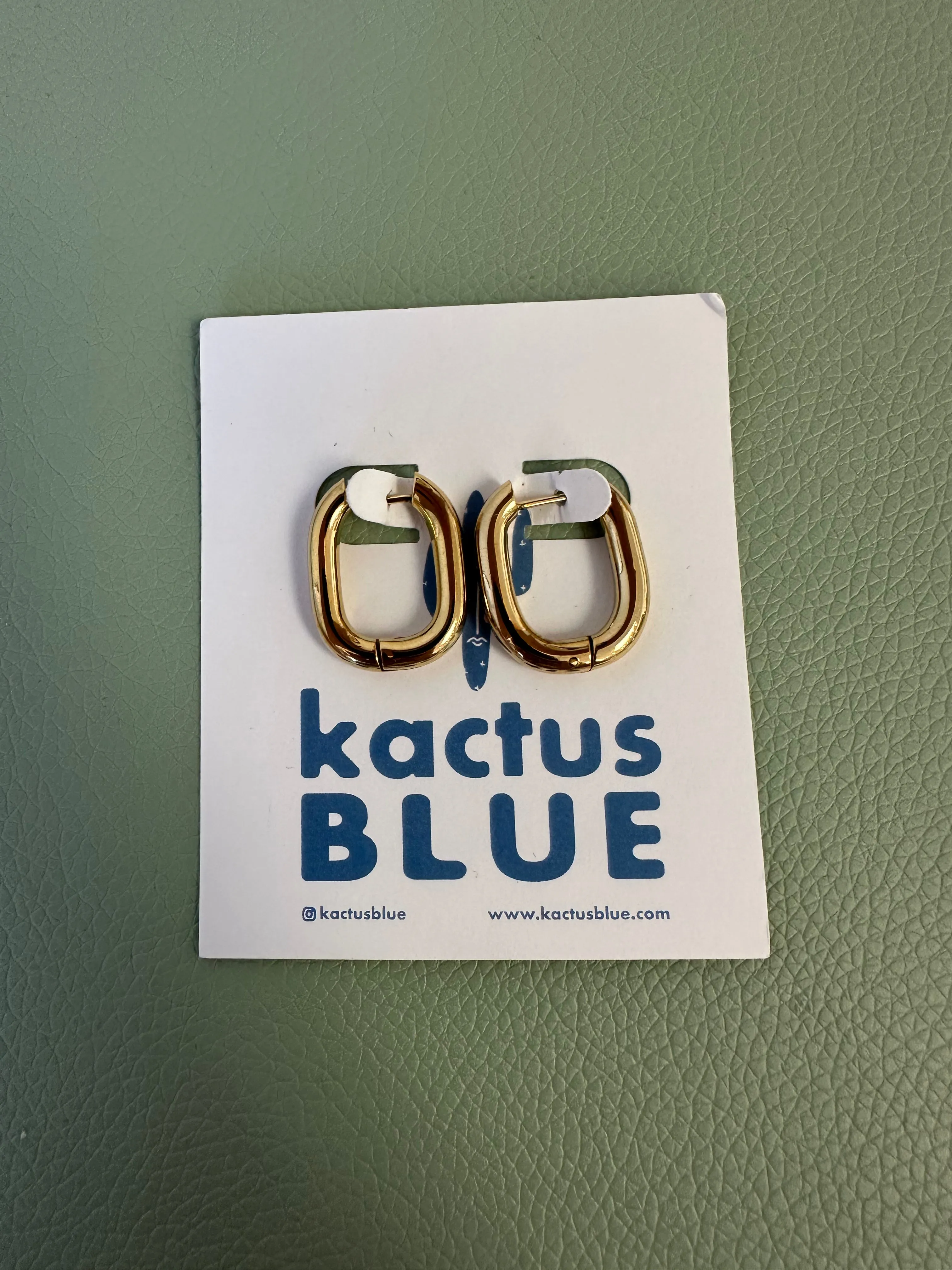 Kactus Blue - Chunky Stackable Oval Hoop Earrings