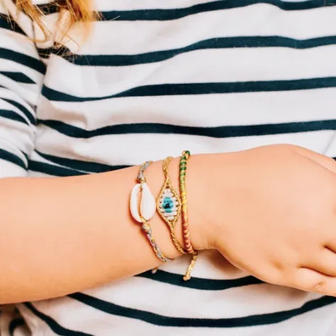 Kids Braided Cowrie Shell Bracelet