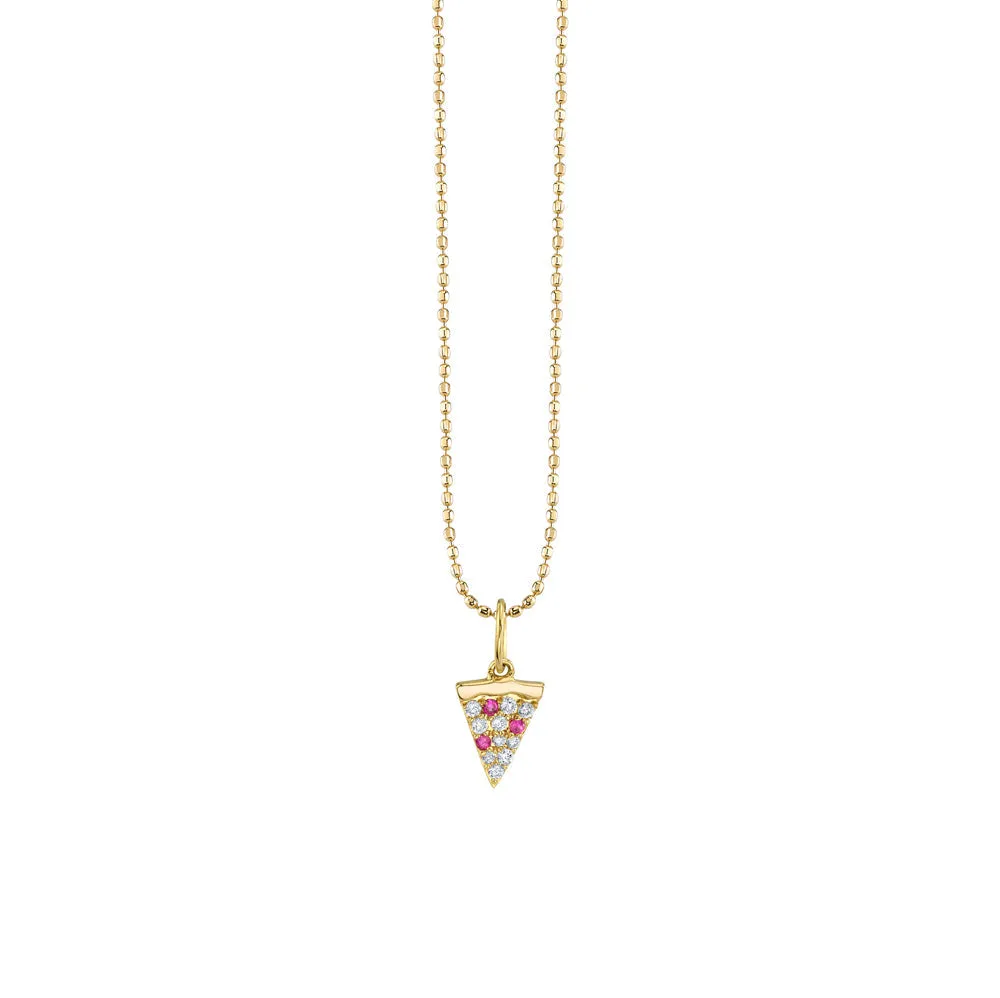 Kids Collection Gold & Diamond Pizza Slice Necklace