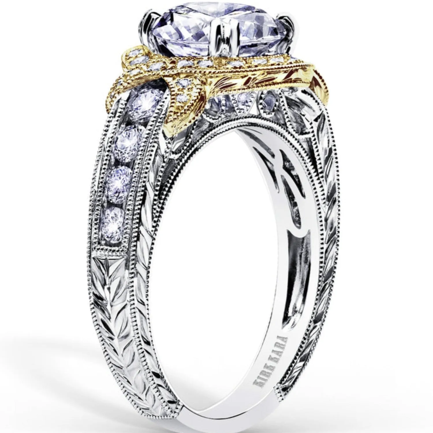 Kirk Kara "Pirouetta" Large Halo Diamond Twist Engagement Ring