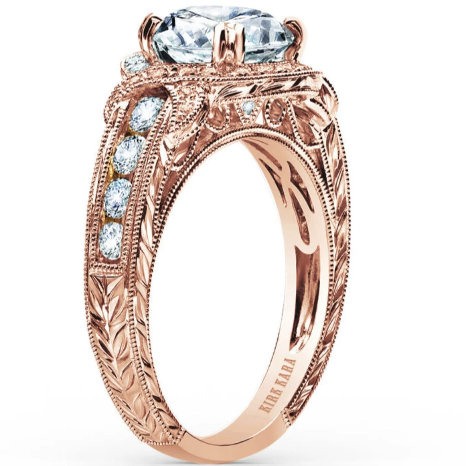 Kirk Kara "Pirouetta" Large Halo Diamond Twist Engagement Ring