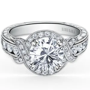 Kirk Kara "Pirouetta" Large Halo Diamond Twist Engagement Ring