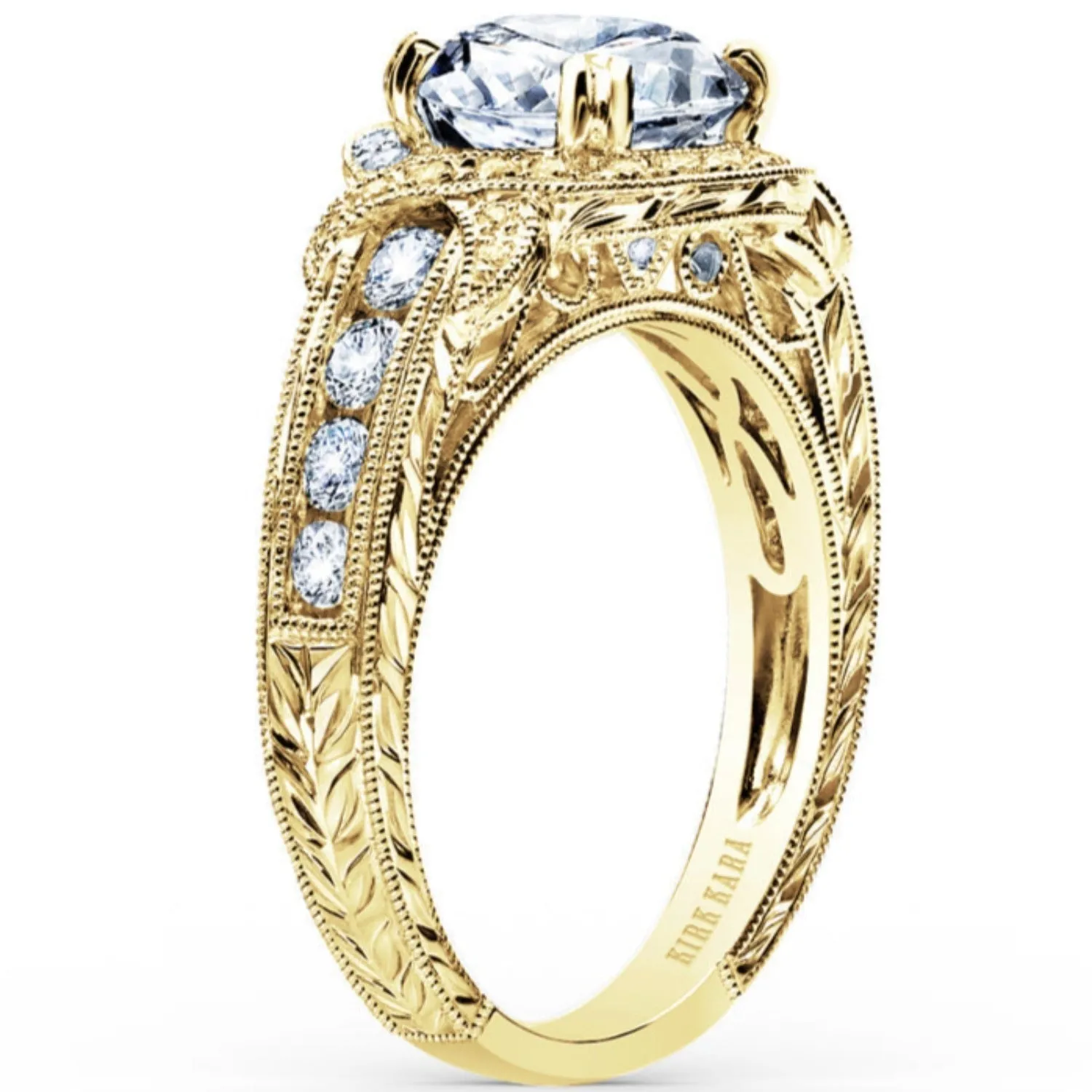 Kirk Kara "Pirouetta" Large Halo Diamond Twist Engagement Ring