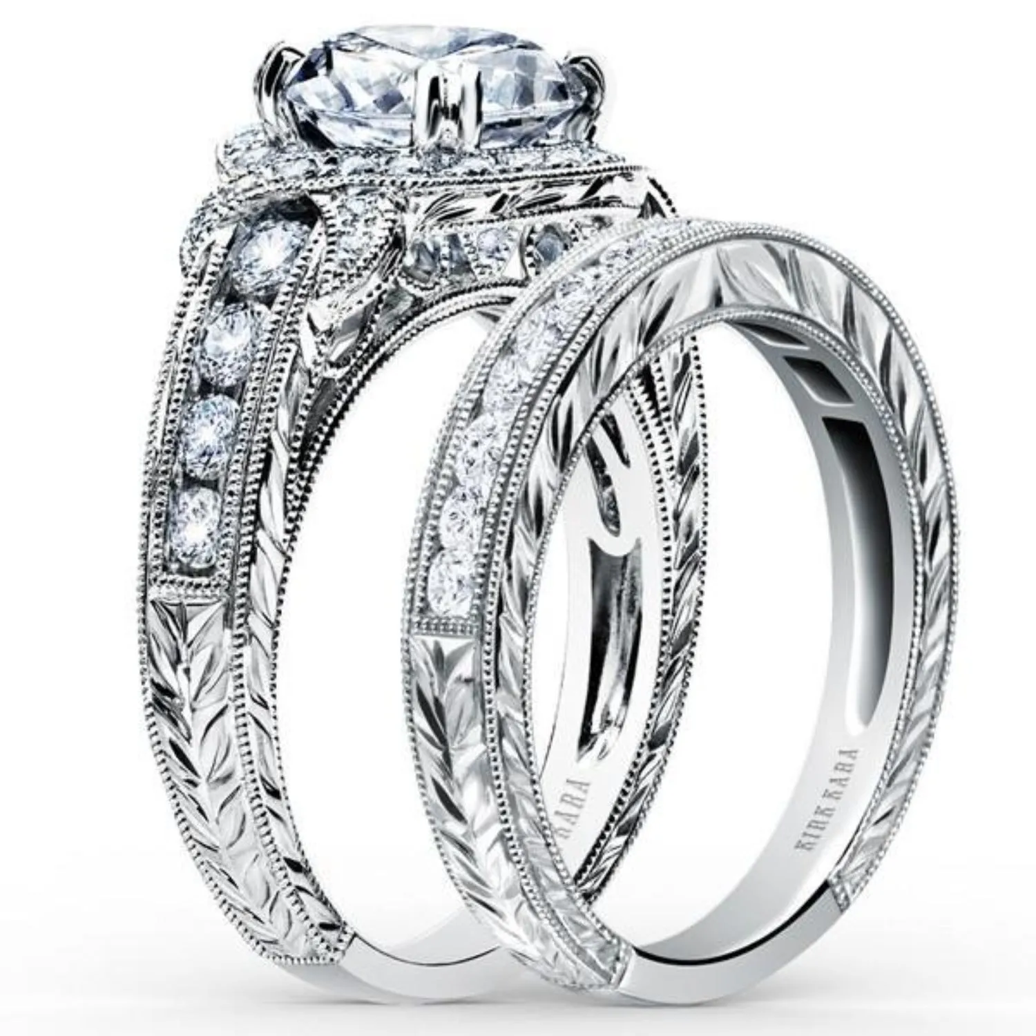 Kirk Kara "Pirouetta" Large Halo Diamond Twist Engagement Ring