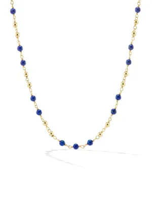 Lapis and Gold Bead Necklace