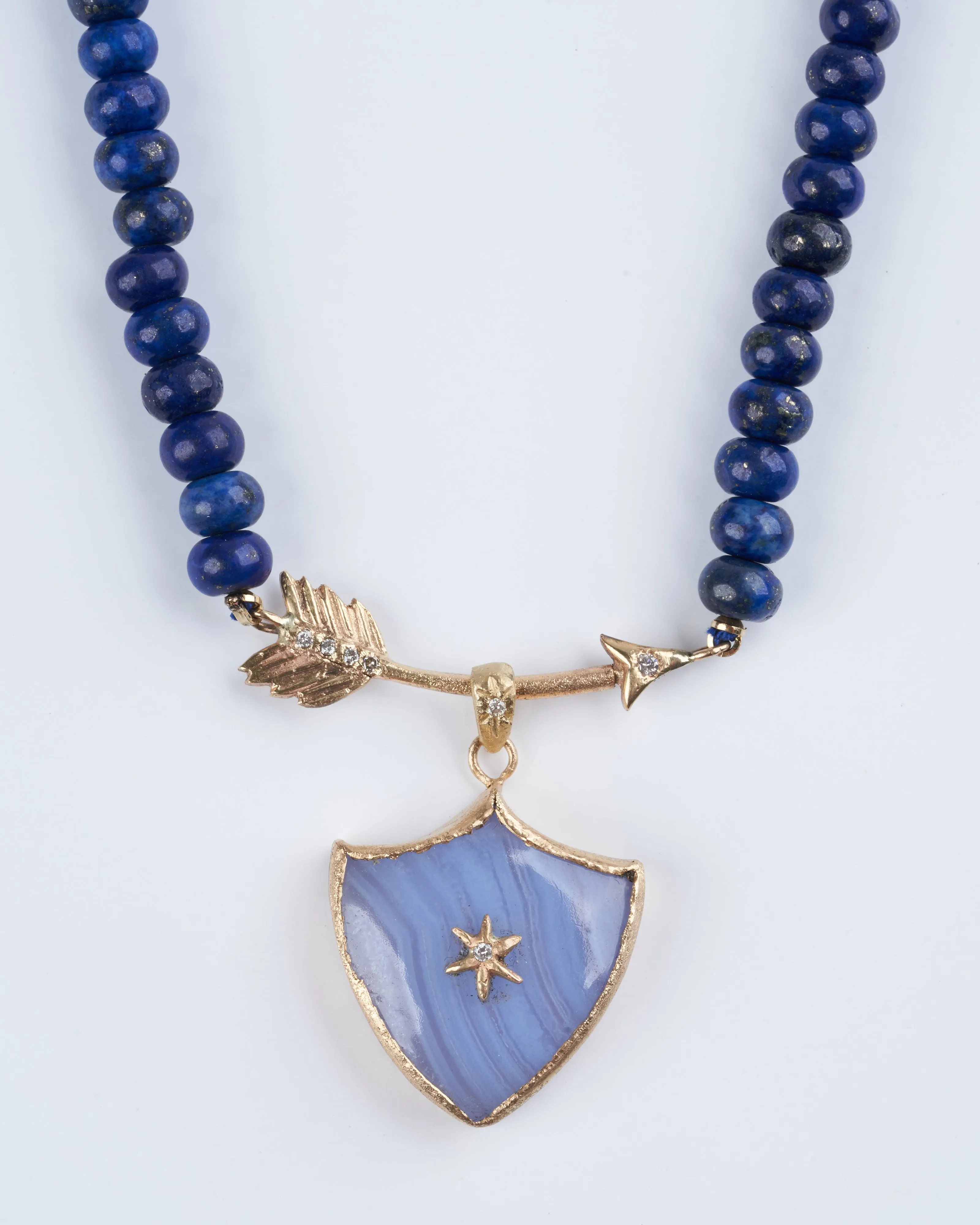 lapis beaded pathway necklace 19/20" - 14k yellow gold