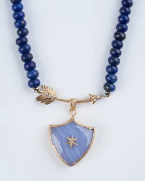 lapis beaded pathway necklace 19/20" - 14k yellow gold
