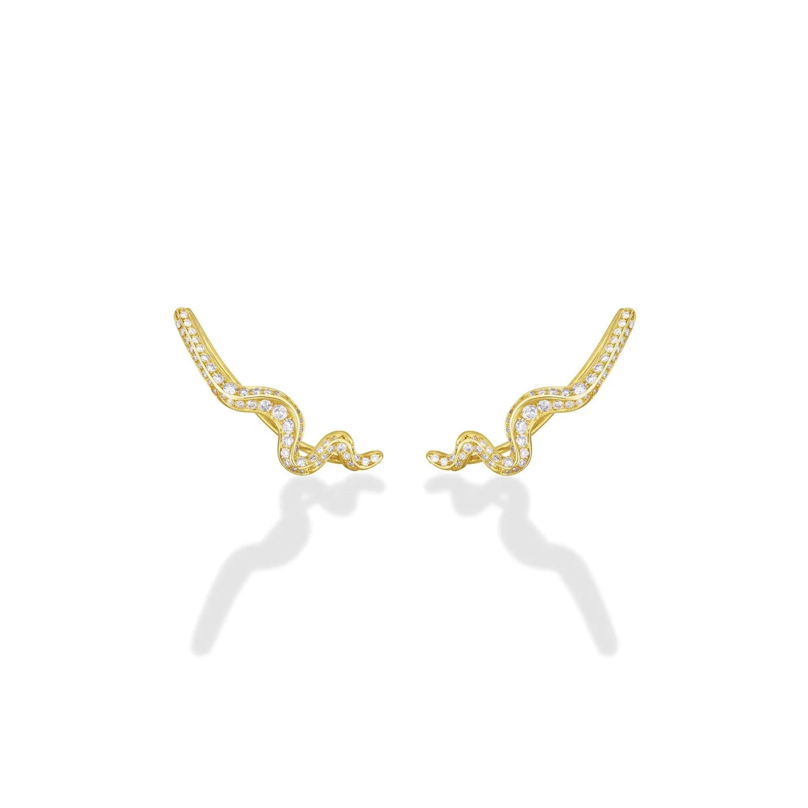 Large Ripple Climber Earring - Full Pavé