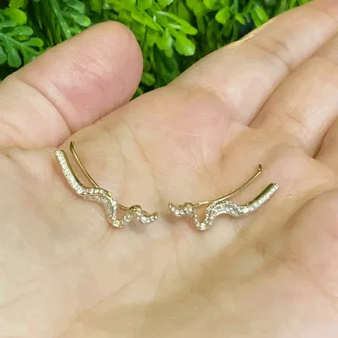 Large Ripple Climber Earring - Full Pavé