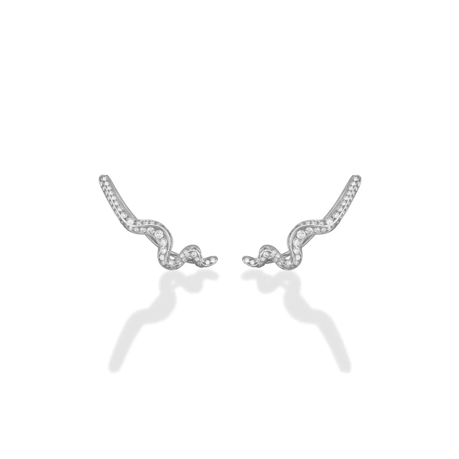 Large Ripple Climber Earring - Full Pavé