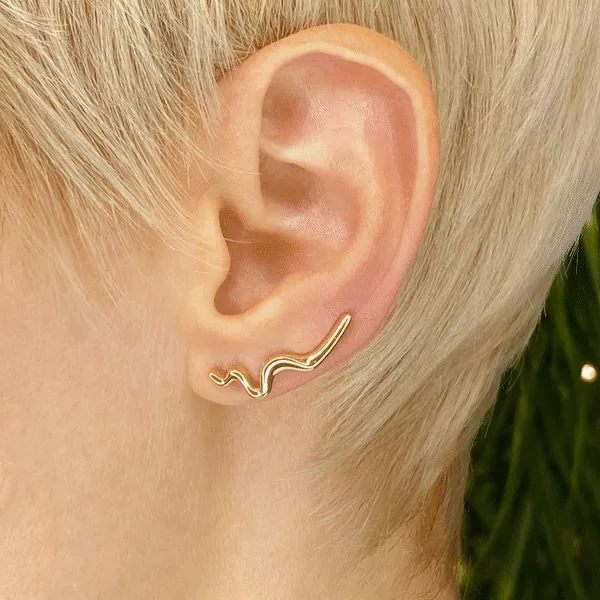 Large Ripple Climber Earring - Plain
