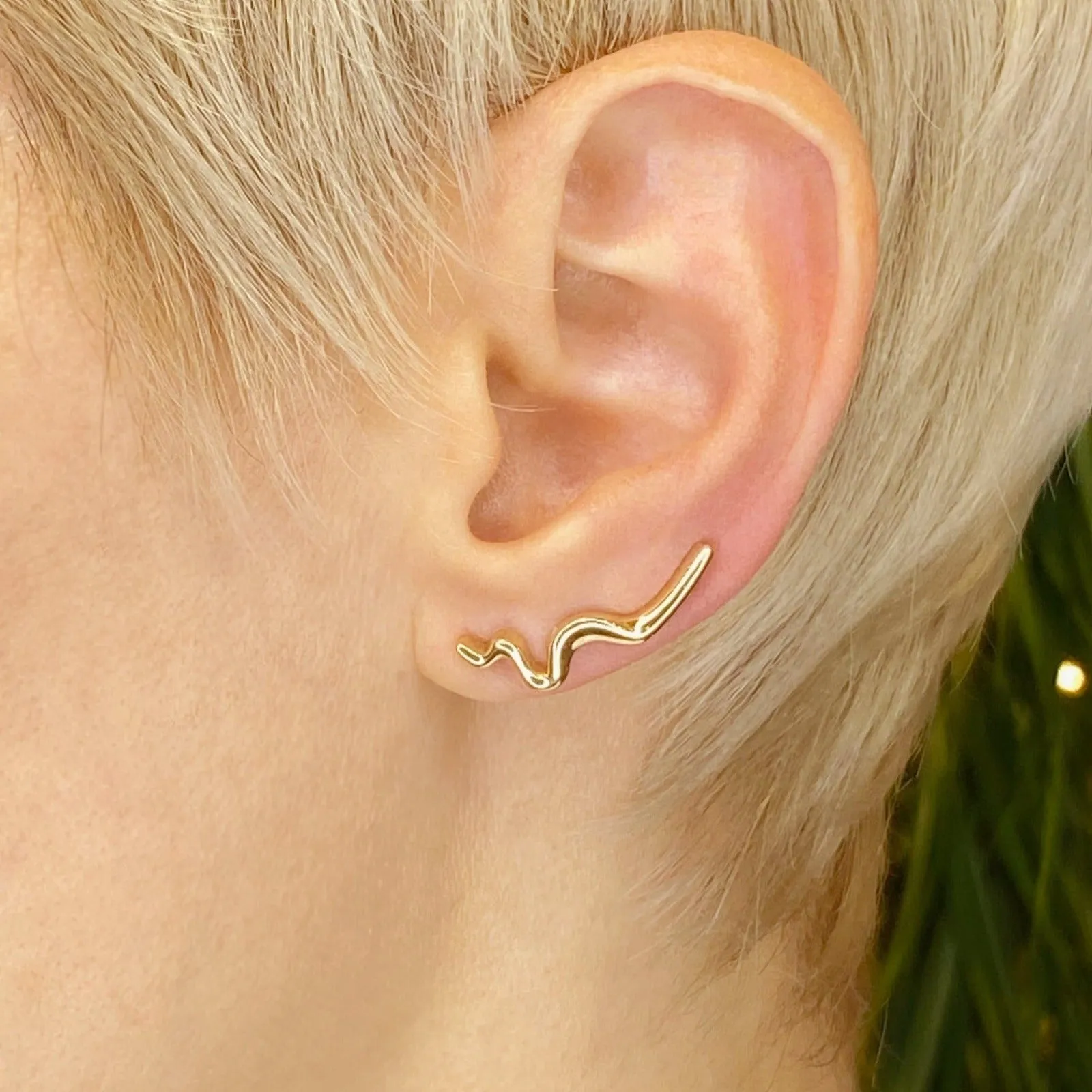 Large Ripple Climber Earring - Plain