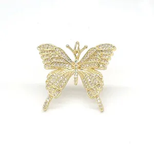 Large Texture Butterfly CZ Charm For Charm Necklace