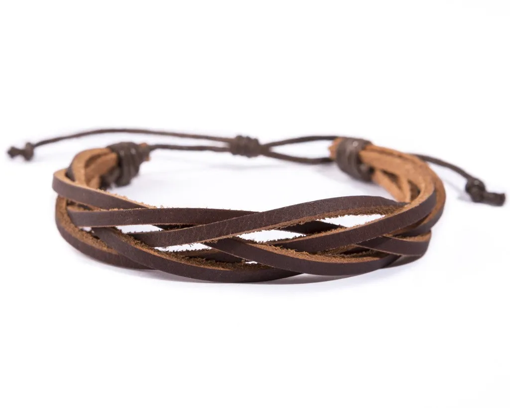 leather bracelet braided loose - light brown