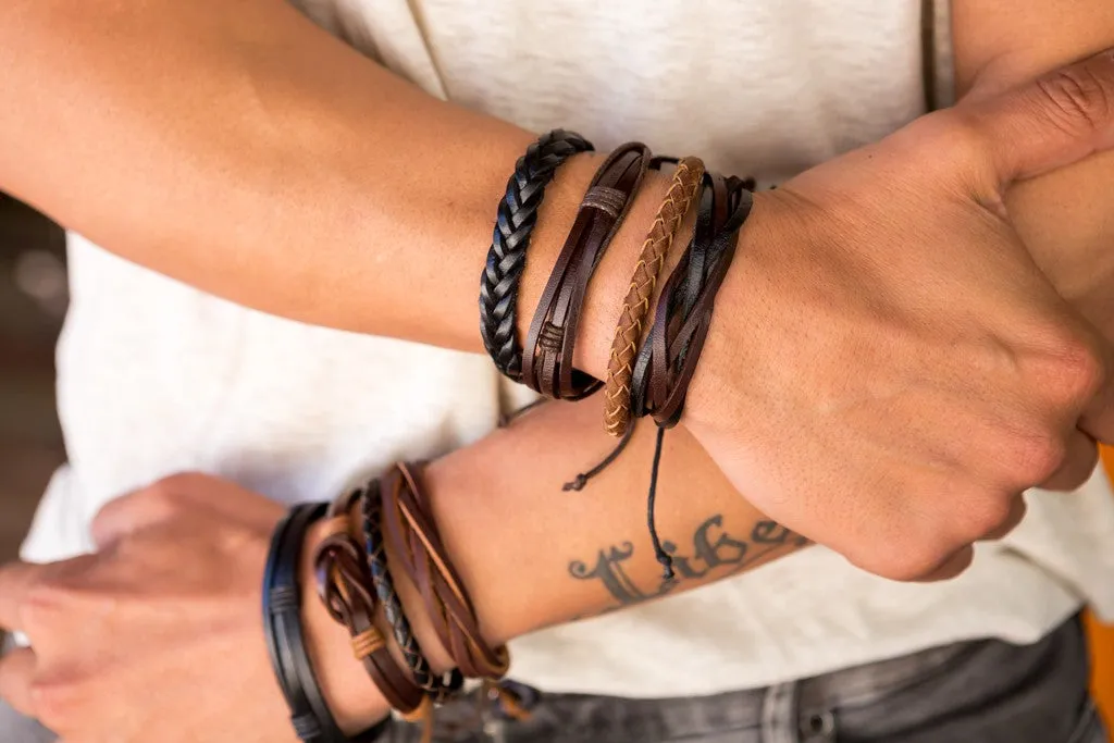 leather bracelet braided loose - mix
