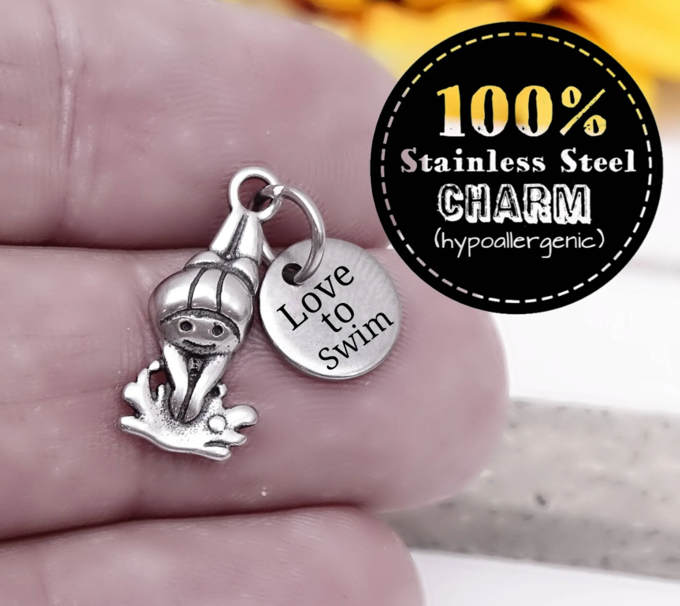 Love to swim, swimmer, swimmer charm, love to swim charm, swimming charm, swim charm, Charms, wholesale charm, alloy charm