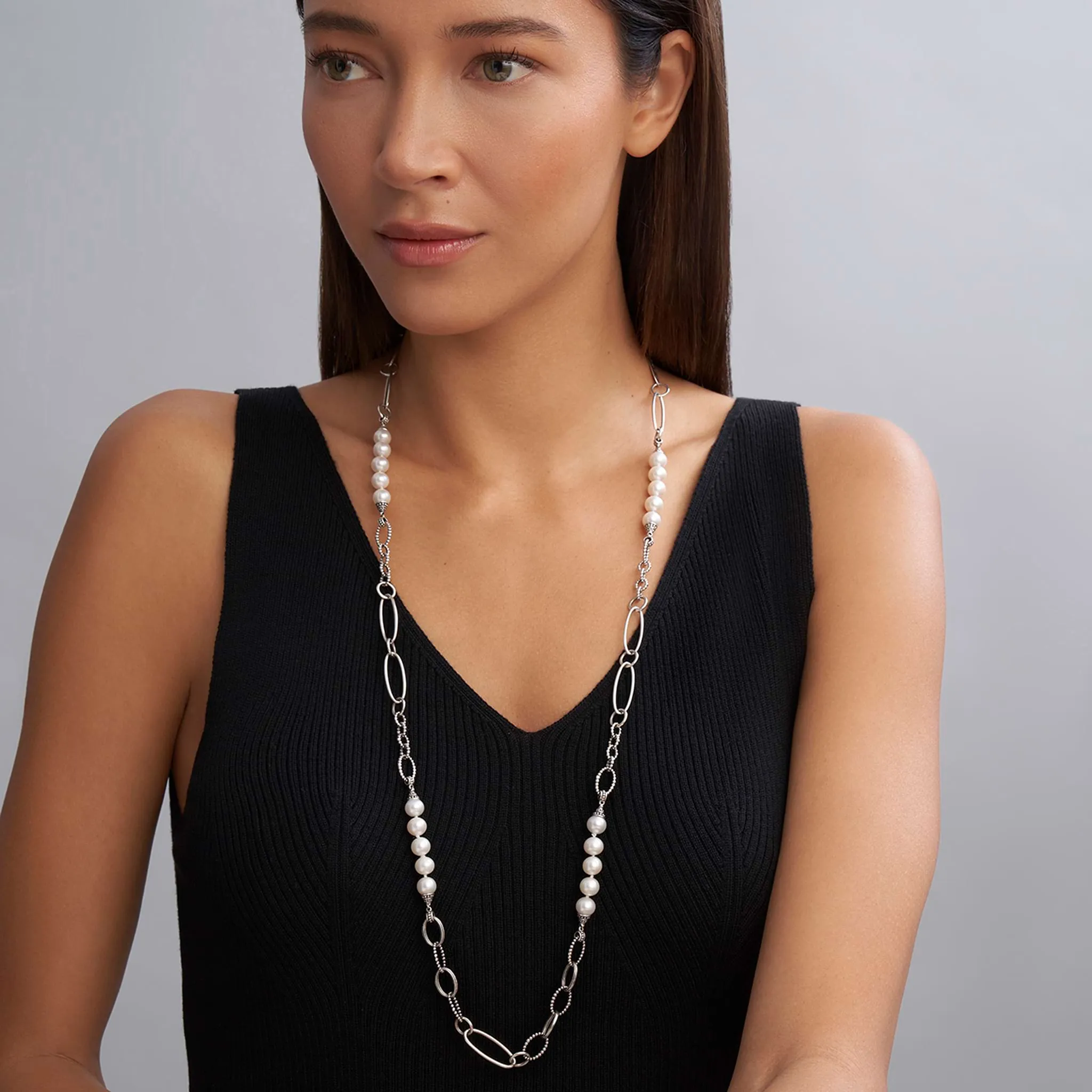 Luna Caviar Pearl Link Necklace