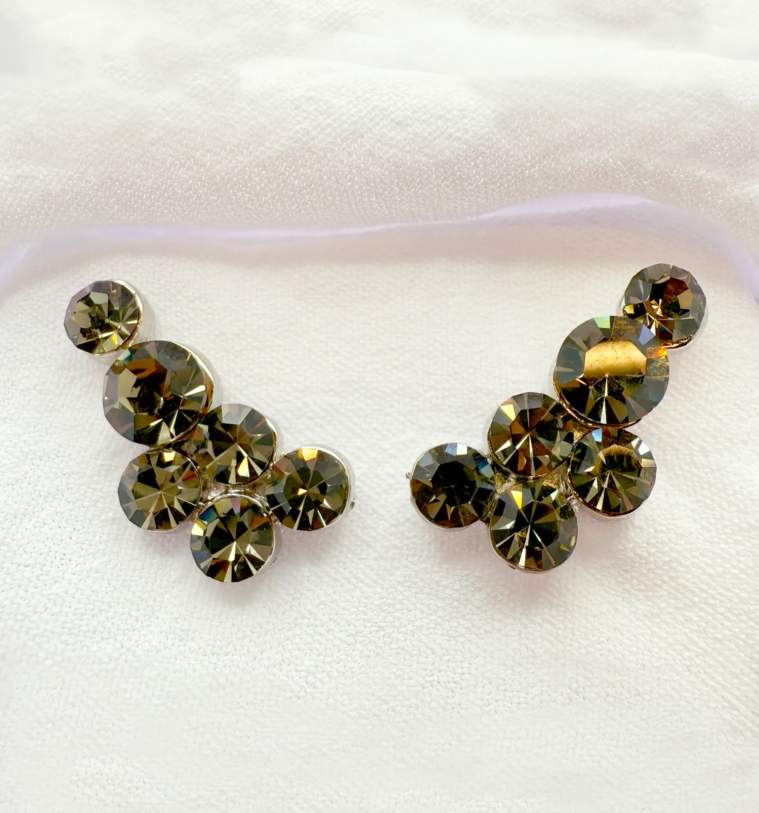 Luxe Crystal Ear Climbers – Silver Plated Elegance