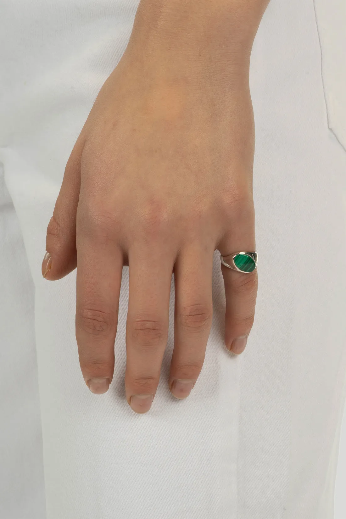 Malachite Twisted Signet Ring