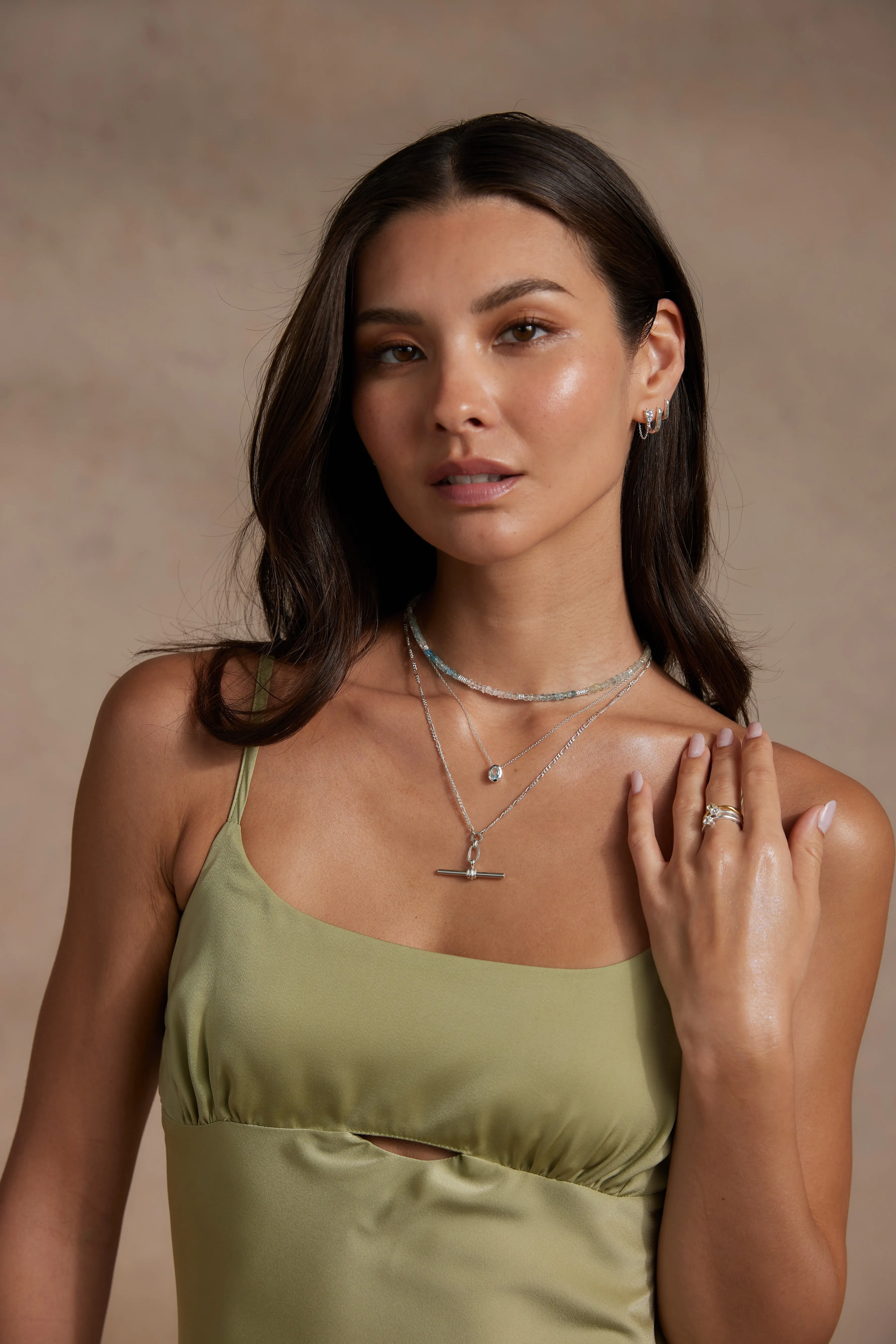 March Aquamarine Silver Oval Birthstone Necklace