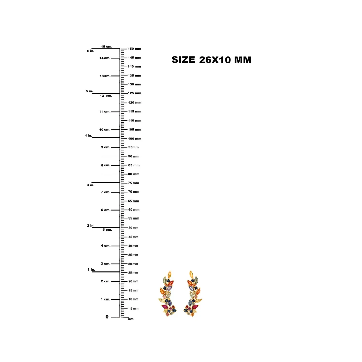 Marquise Cut Multicolor Sapphire Designer Ear Climber Earrings In Gold