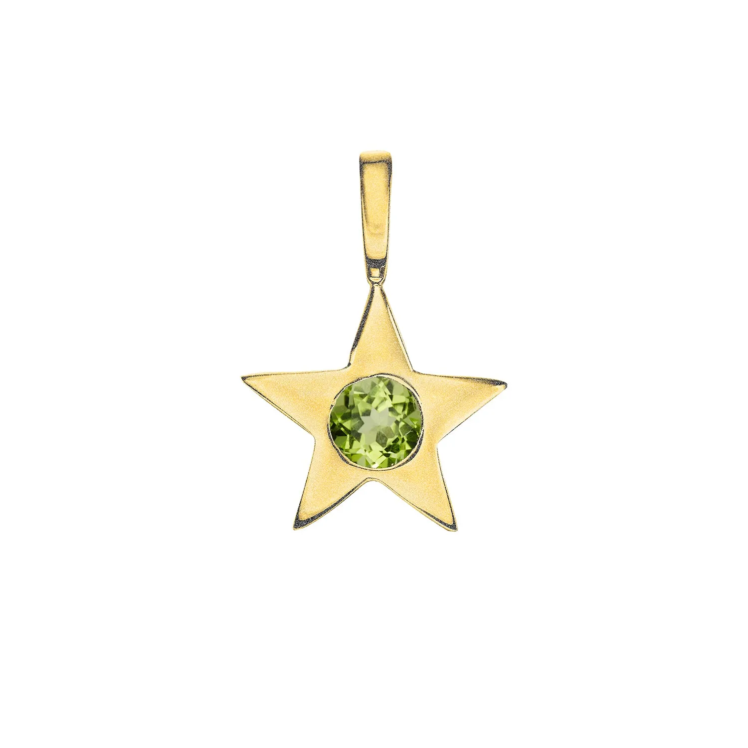 Matte Gold Vermeil Star Birthstone Charm - August / Peridot