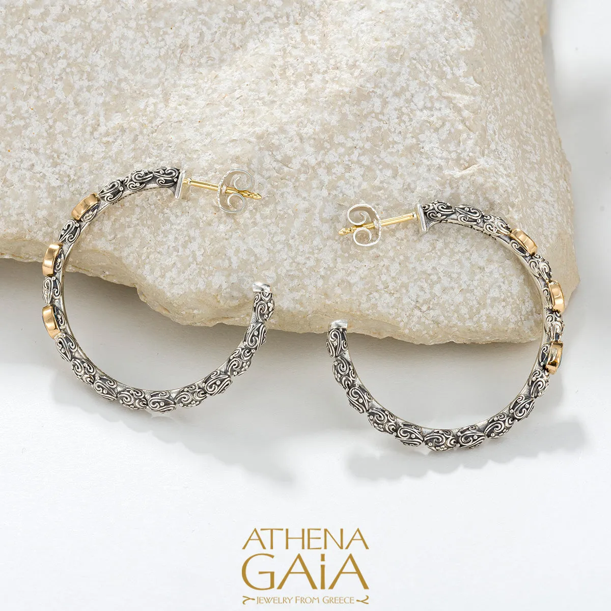 Meadow Breeze Triple Oval Stone Hoop Earrings