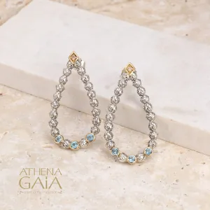 Meadow Breeze Triple Round Stone Drop Stud Earrings