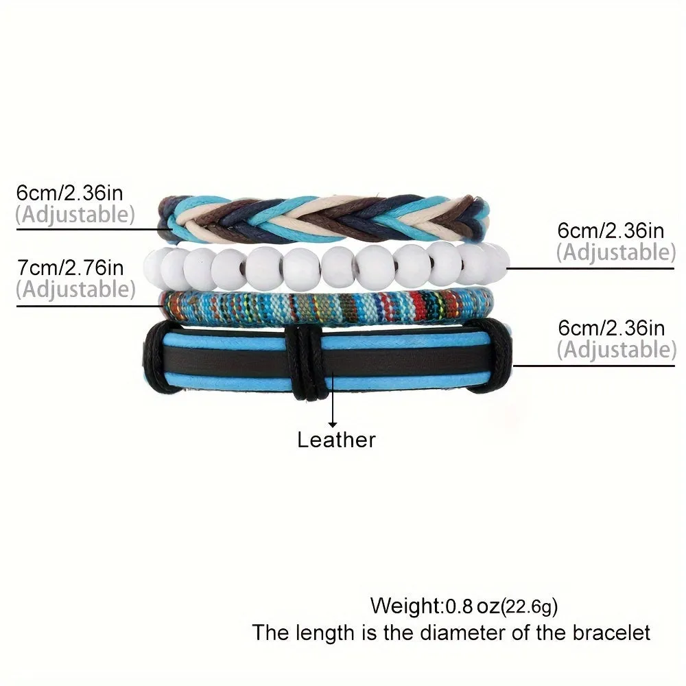 Men's Bold Leather Bracelet Set