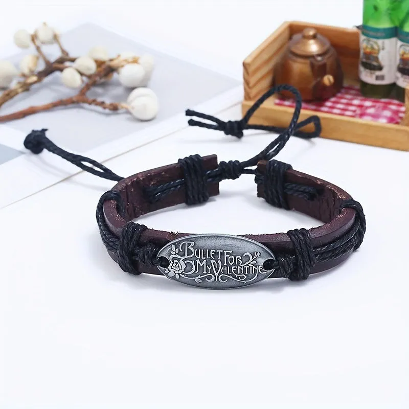 Men's Retro Braided Leather Bracelet Alloy Hemp Rope