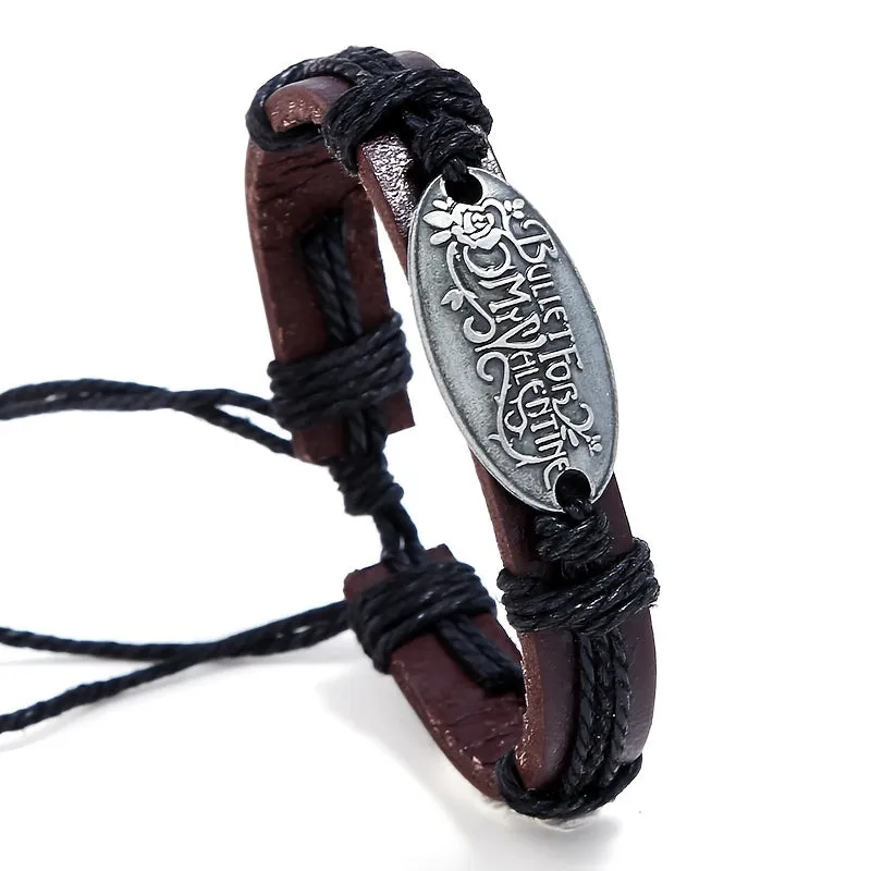 Men's Retro Braided Leather Bracelet Alloy Hemp Rope