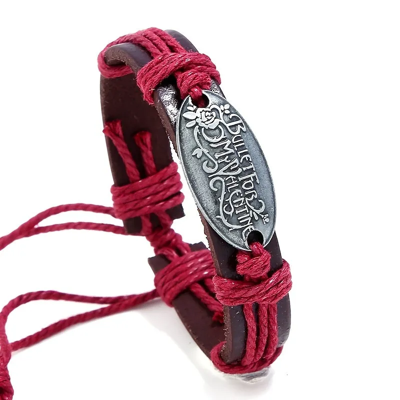 Men's Retro Braided Leather Bracelet Alloy Hemp Rope