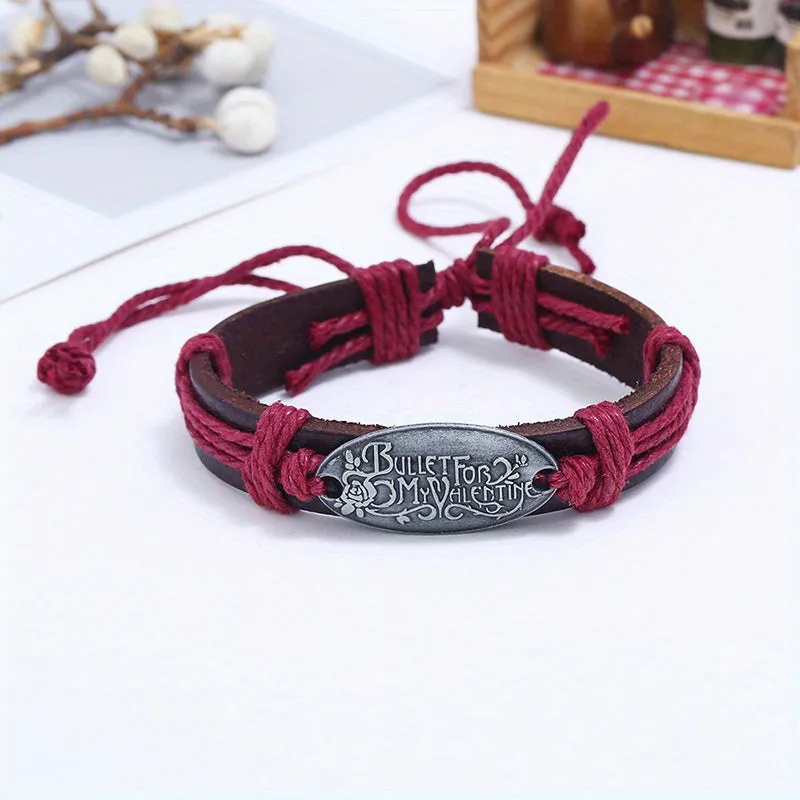 Men's Retro Braided Leather Bracelet Alloy Hemp Rope
